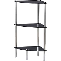 黒いガラスのラック オープン3段ラック ブラック SA-100-3段 スチール製ガラス棚板